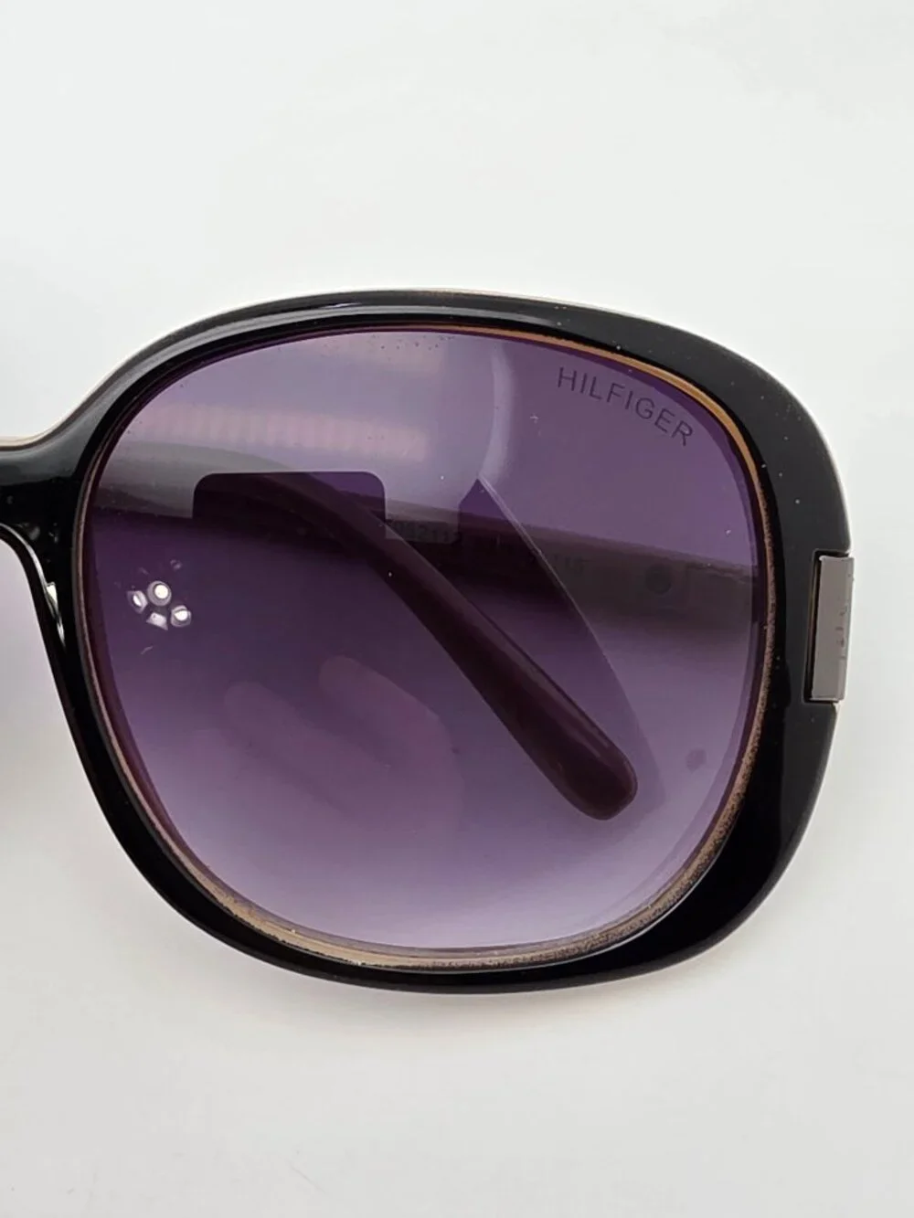 Tommy Hilfiger Janet WP OL90 Black on Metallic Sand Frame Grey Lens Sunglasses